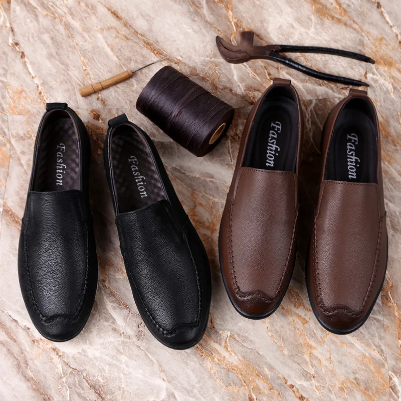 

casual Shoes For Men Loafers genuine Leather Men Boat Shoes slip on Luxury Brand Handmade Men Slip on moccasins Male Shoes