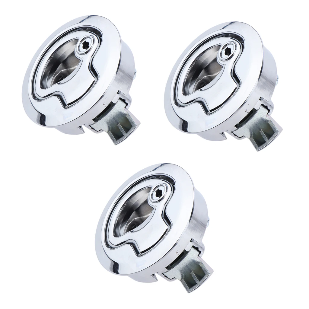 

3 Pack Marine Boat 316 Stainless Steel 2 inch 50mm Flush Mount Pull Hatch Latch Lift Handle with Keys, Silver