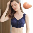 Бюстгальтер женский с имплантацией груди и застежкой-молнией спереди, тонкое дышащее нижнее белье серого цвета