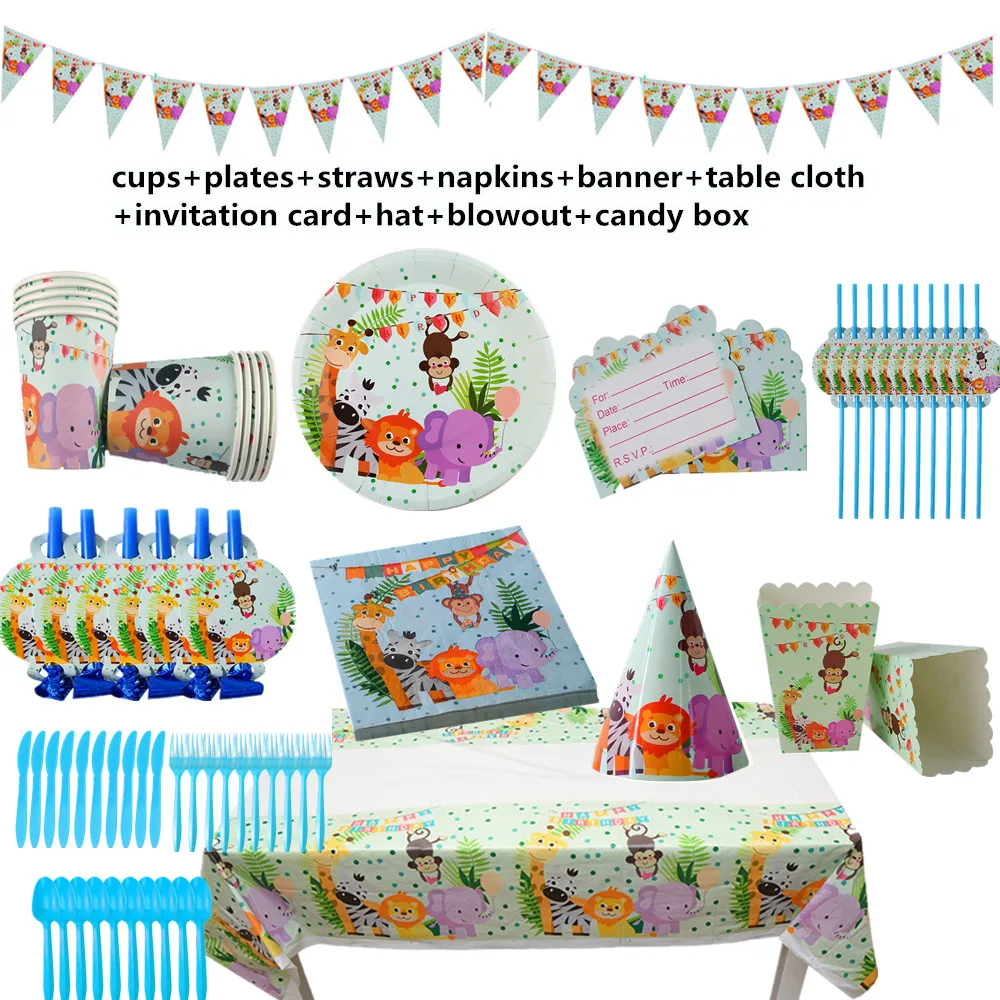 Набор бумажных полотенец для вечеринки с изображением леса джунглей зоопарка 10/20