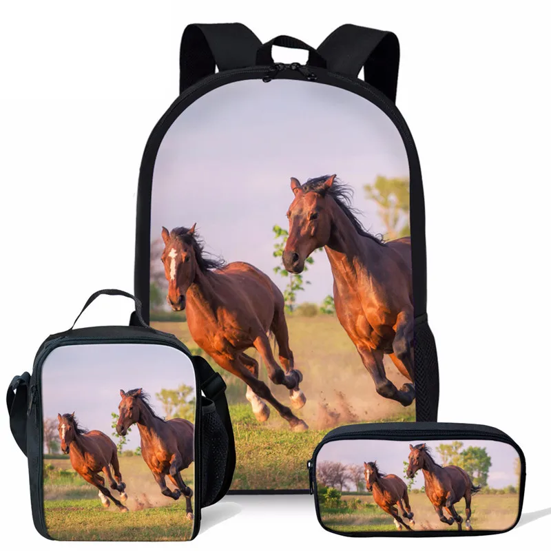 

2020 Good Quality Wild Horses Design Children Trending Bagpack For Kids School Bags And Lunch Box Bag Backpack