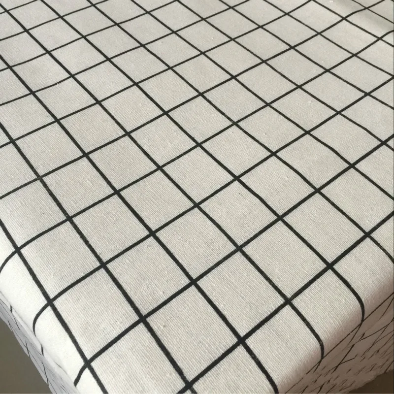 Plaid Series Geometric Patterns Printed Cotton Linen Fabric DIY Sewing Linen Cotton Fabric Canvas Material Tablecloth Pillowcase