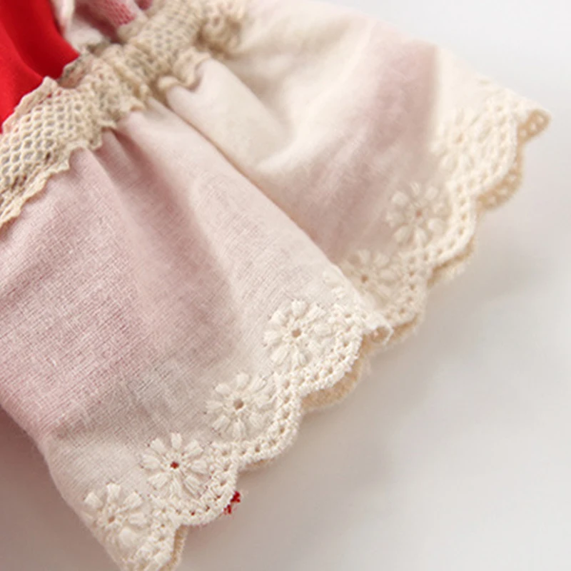 

2021 New Autumn Winter Baby Girls Infant Vestidos Red Dress Toddler Girl Lolita Red Festive Lace Princess Vintage Dresses 6M-5T