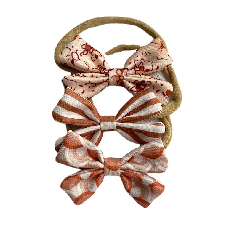 

3Pcs/Lot Baby Girl Headband Print Bow Headbands For Kids Elastic Hair Bands Soft Newborn Kawaii Accessories Infant Serre Tete