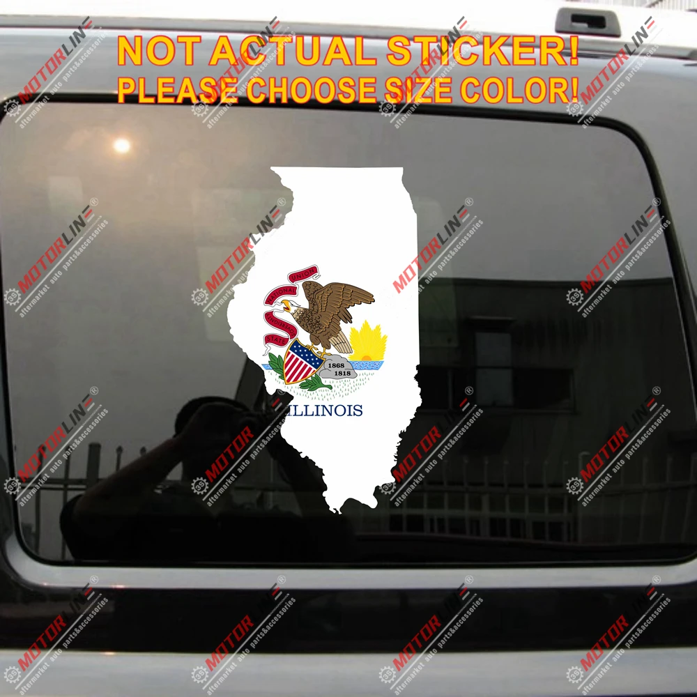 Наклейка с изображением карты флага иллиноя виниловая Светоотражающая