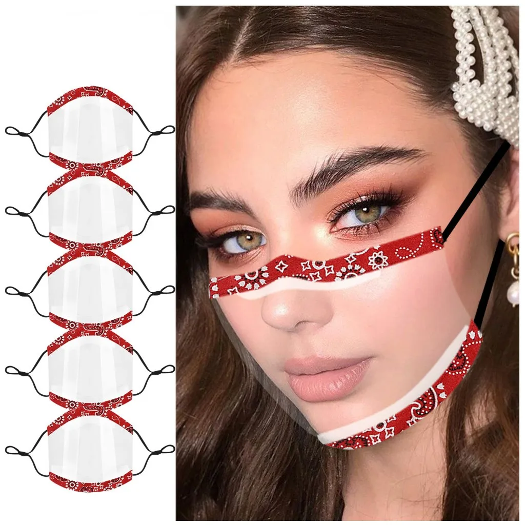 

5pc Mini Mouth Cover Face Mask Shield Washable Reusable Comfortable Mouth Mask Transparent Pvc Visual Mouth Masks Mascara Z0825