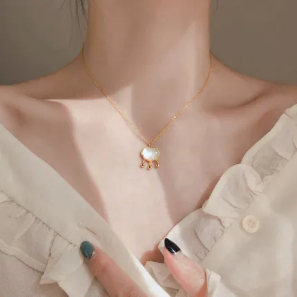 

Fritillaria Longevity Lock Tassel Necklace Simple Personality Niche Design Sense Clavicle Chain Natal Female Jewelry Fantasy