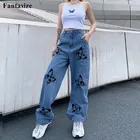Женские винтажные джинсы, длинные брюки в ковбойском стиле, свободные уличные брюки с принтом бабочки, лето 2021