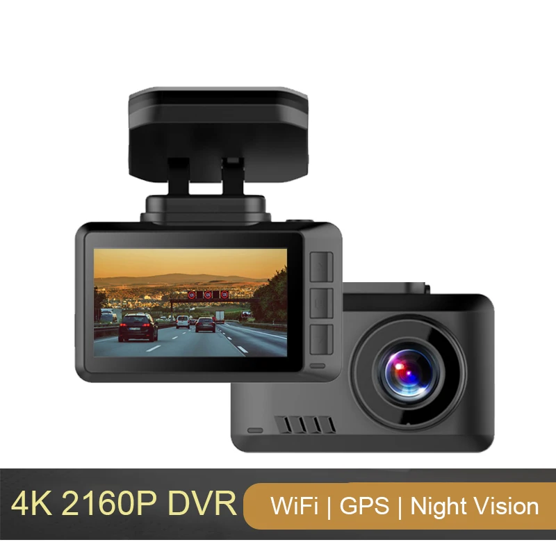 4K Автомобильный видеорегистратор GPS WiFi AHD 2160P видео регистратор ночного видения
