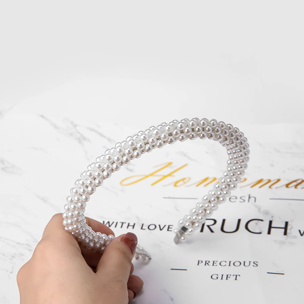 full pearls M MISM, модный роскошный большой ободок на голову с жемчугом для женщин, элегантные повязки для волос, широкий индивидуальный модный ободок, тюрбан для девочек, головной убор для волос - Цвет: full pearls