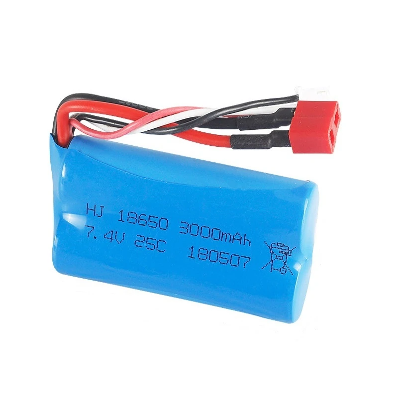 7 4v 3000mah lipo battery 18650 for q46 wltoys 10428 1242812423 rc car spare parts with charger 7 4v 2s battery for toys parts free global shipping