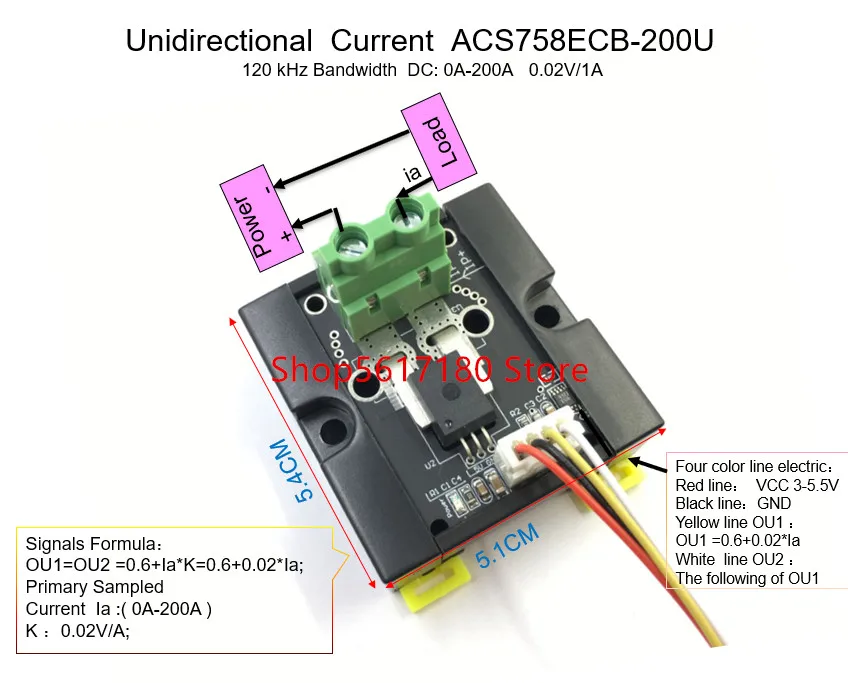 ACS758ECB ACS758 200U однонаправленный модуль датчика постоянного тока зеркальная полоса