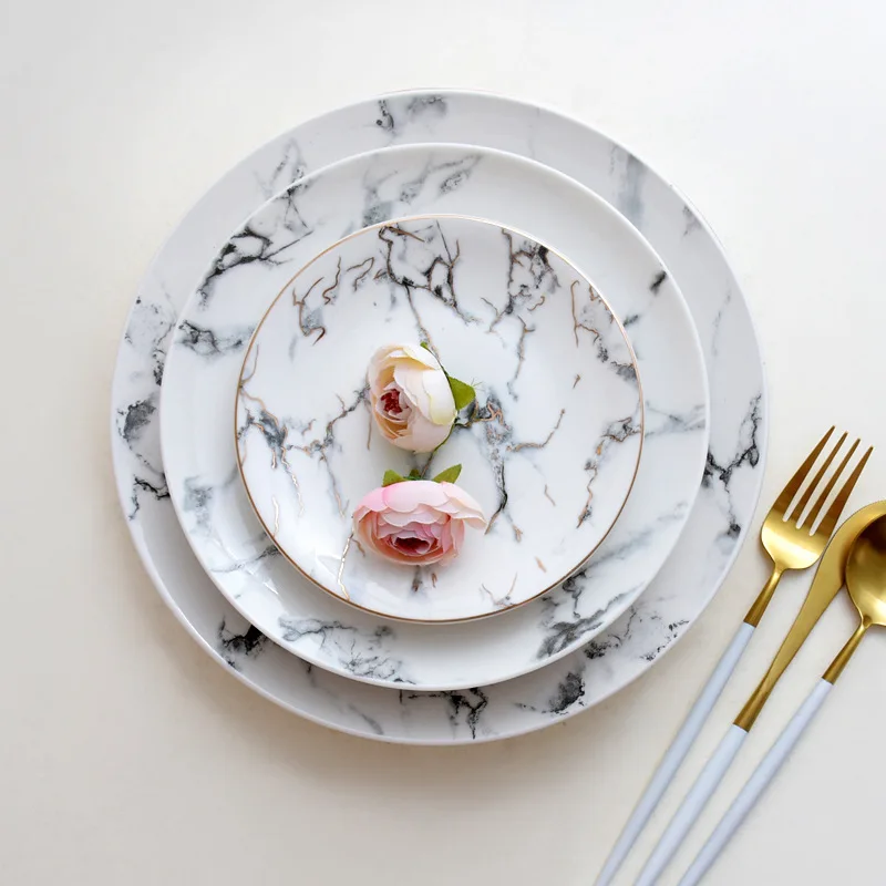 Тарелки в скандинавском стиле креативная чернильная мраморная текстура