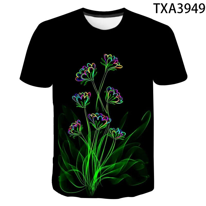 3D с цветочным принтом розы Футболка одежда для мужчин женщин детей модная