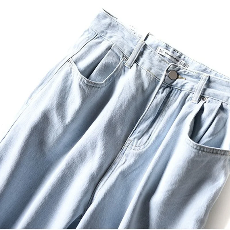 

Spring Full Length Wide Leg Pants Washed Jeans Women Loose All-match Soft Pantalones Mujer Casual Bleached Denim Trousers