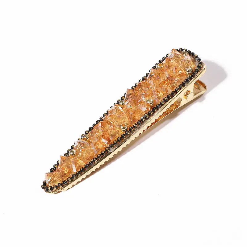 Champagne 1.6x7.5cm Новые Модные цветные заколки для волос с кроликом цветком и кристаллами, клипсы Утконос, аксессуары для укладки волос - Цвет: Champagne 1.6x7.5cm
