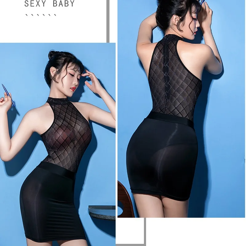 Сексуальное прозрачное боди с открытой промежностью Алмазная сетчатая ткань на