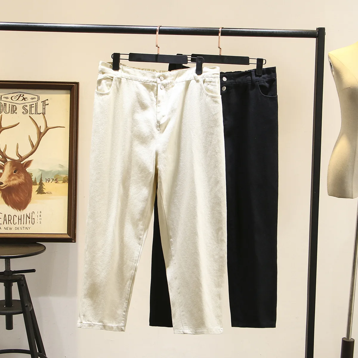 2020 весенние модные джинсы с высокой талией женские штаны-шаровары хлопковые