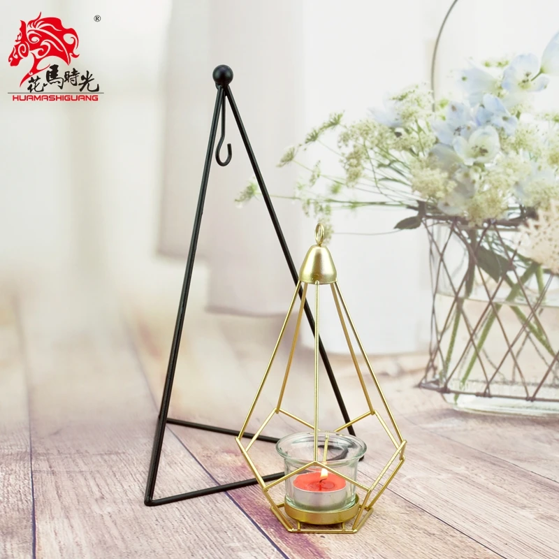 Металлический держатель для свечей железный геометрический подсвечник
