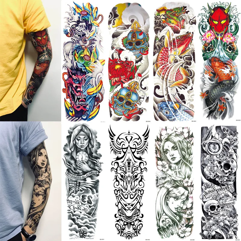 Large Arm Sleeve Tattoo Waterproof Fake Tattoo Temporary Tatto Sticker Body Art Full Fake Tatoo for Men Women