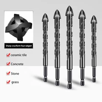 ato 5 12mm cross hex tile drill bits set with box for glass ceramic concrete hole opener brick hard alloy triangle bit tool kit