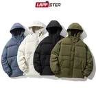 Мужские однотонные зимние куртки с капюшоном LAPPSTER, 4 цвета, пальто 2022, мужская корейская мода, винтажная пуховая куртка, мужское хлопковое пузырьковое пальто