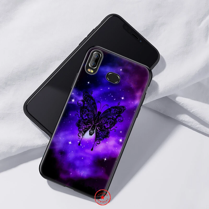 С рисунком из роз и бабочек на синий мягкий для samsung Galaxy A70s A50s A40s A30s A20s A20E A10s чехол