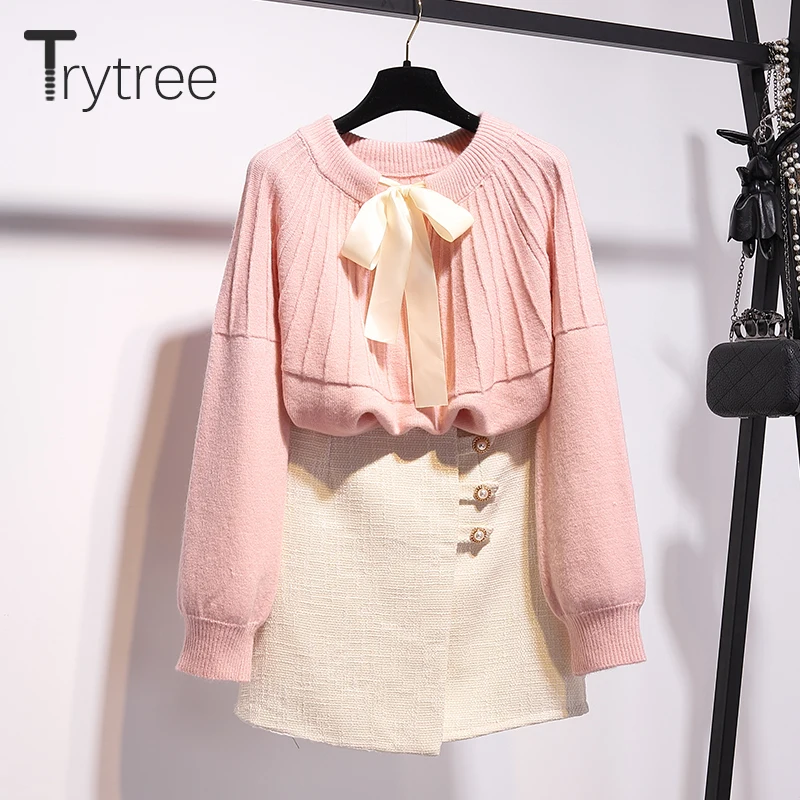 Trytree 209 осенне-зимний комплект из двух предметов повседневный Свободный Вязаный