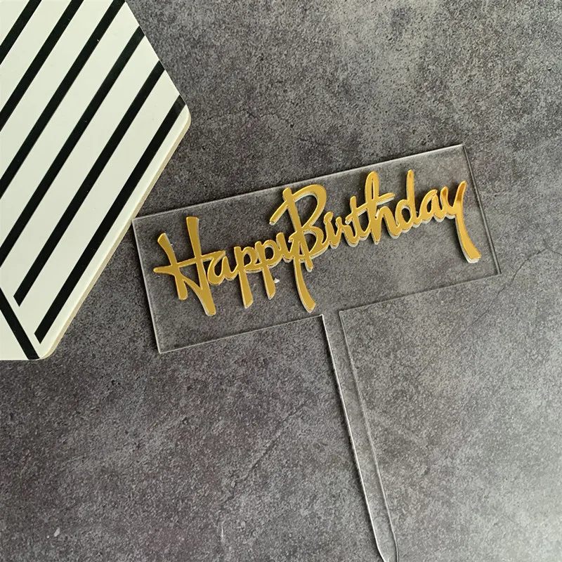 Новые акриловые топперы для торта на день рождения золотые и розовые кексов