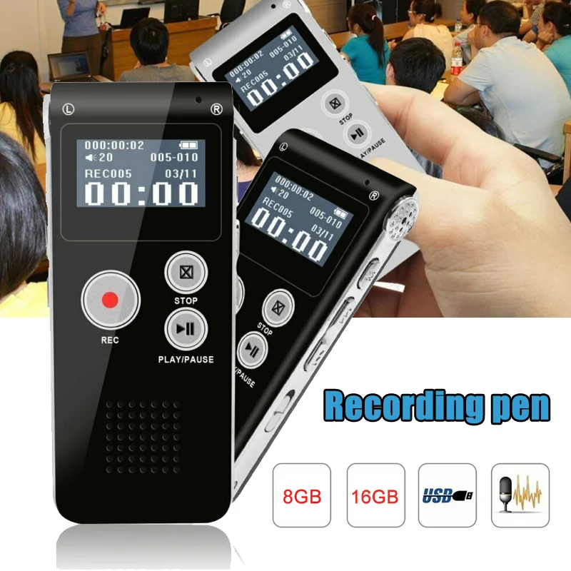 

New Rechargeable Digital Sound Recorder 8G/16G Voice Dictaphone MP3 Player Record DOM668