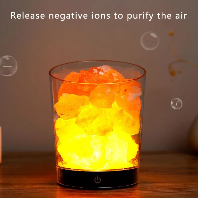 

Newest USB Himalayan Sea Salt Crystal Night Light Salt Rock Lamps With Touch Dimmer Switch Air Purifier Bedside Night Light