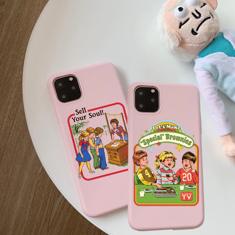 Забавный розовый мягкий чехол для телефона с рисунком сатаны на Хэллоуин в