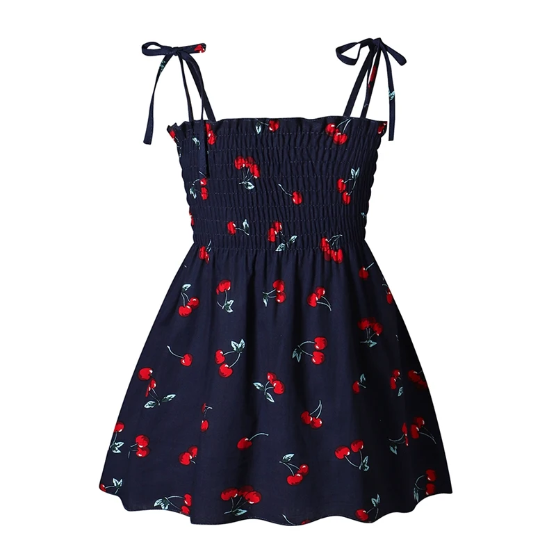 Summer Baby Girl Cherry Print Sleeveless Sling Dress Casual Kids Cotton Sundress | Детская одежда и обувь