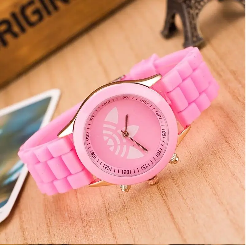 Pink TIke Toke, reloj mujer, роскошные женские часы, модные, дизайн клевера, элегантные, President, силиконовое платье, мужские часы, Relogios Masculino 08 - Цвет: Pink