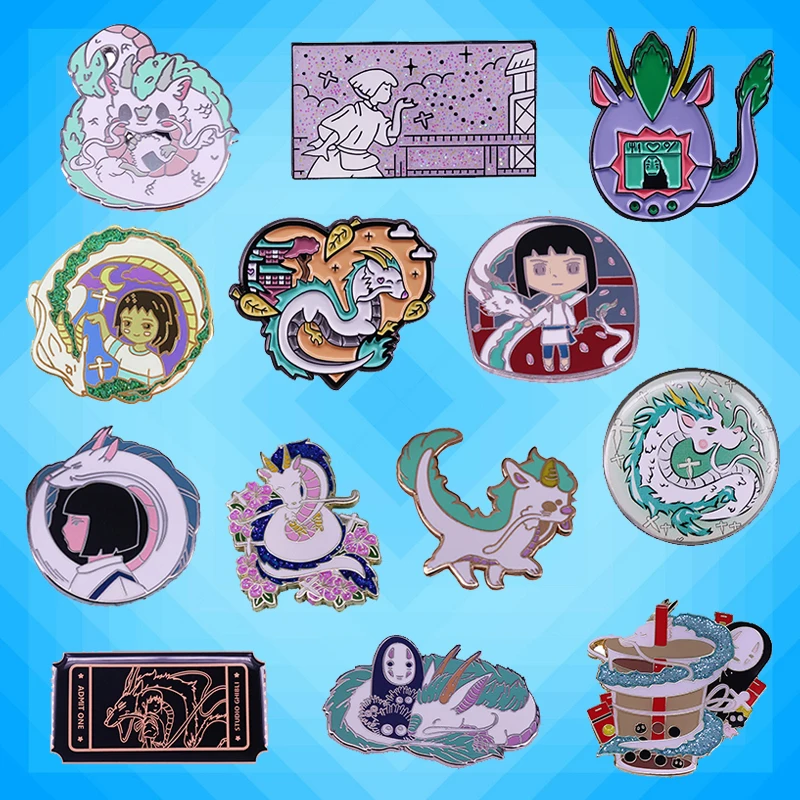 

Dragon Haku Spirited Away River Spirit Brooch No Face Enamel Brooch Pins Badge Lapel Pin Brooches Collar Jeans Jacket Jewelry