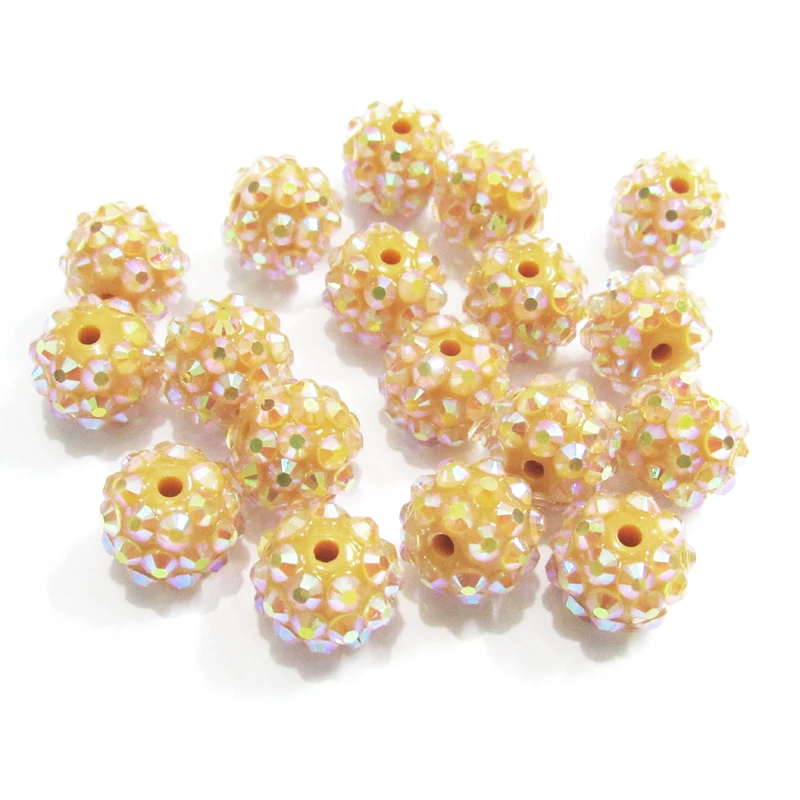 

Wholesale 12mm 20mm 22mm Mustard Yellow AB Resin Rhinestone Beads For Fashion Chunky Jewelry
