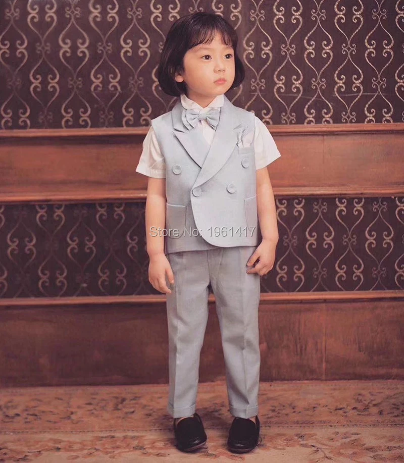 

Brand Children Flower Boys Suits Kids Blazer Formal Dress Suit For Weddings Birthday Clothes Set Jackets Vest Pants 4pcs