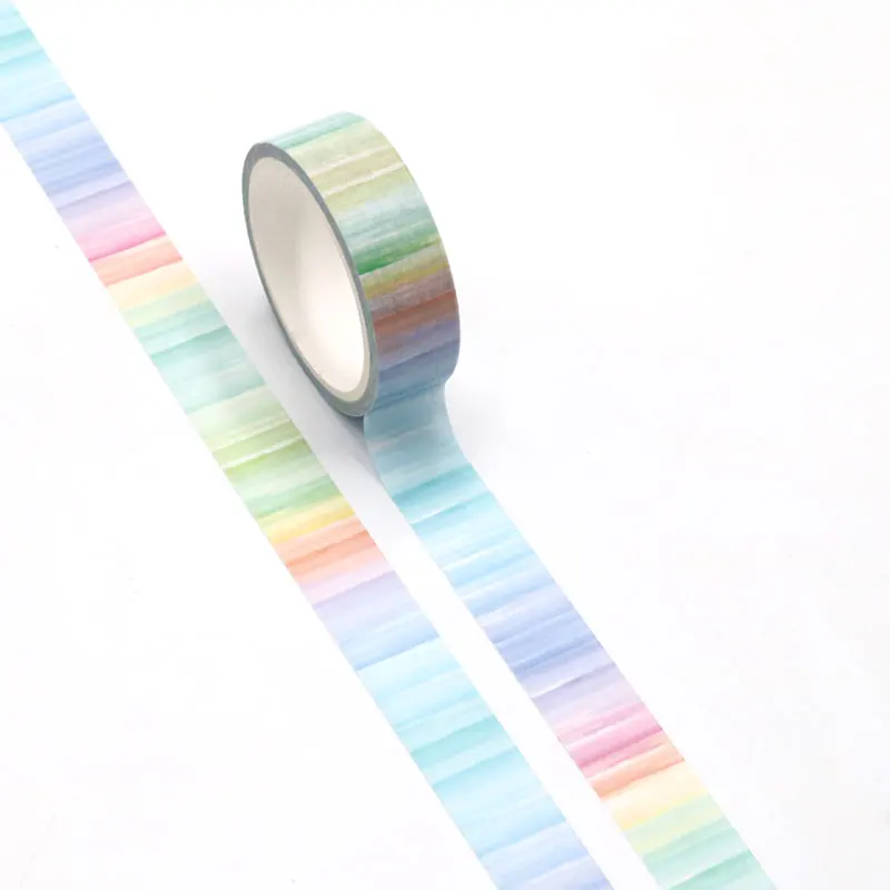 

NEW Cute Watercolor Print Rainbow Washi Tape Paper for DIY Planner Scrapbooking Decorative Masking Tape School Office Supplies