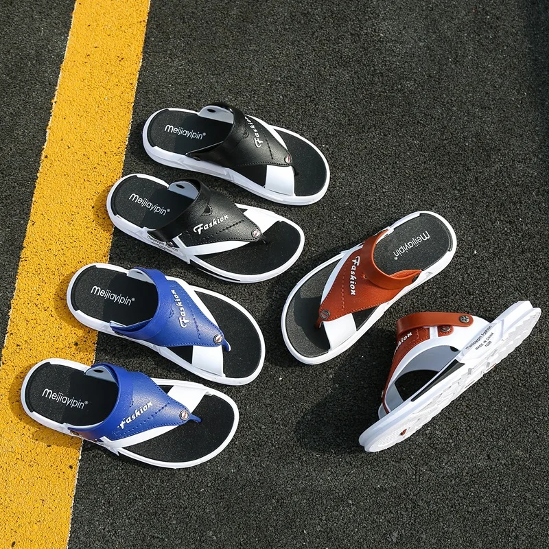 

New Arrival Men's Shoes for 2021 Summer Mixed Colors Outdoors Men's Flip Flops Breathable Non-skid Men Sandals Leather Slippers