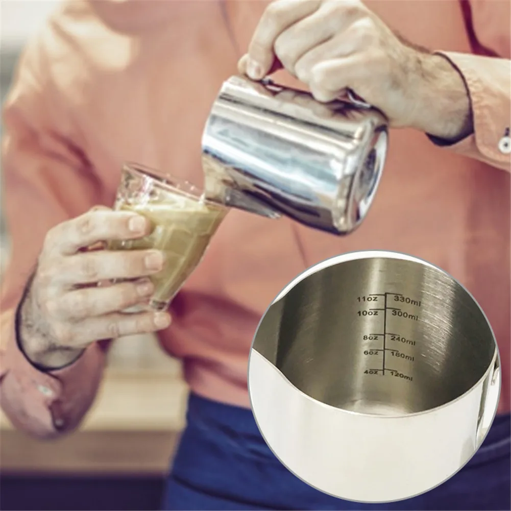 

Stainless steel garland cup, latte pot,coffee cup pot,fancy coffee garland pot,with scale 350ml 600ml 900ml,kitchen accessories