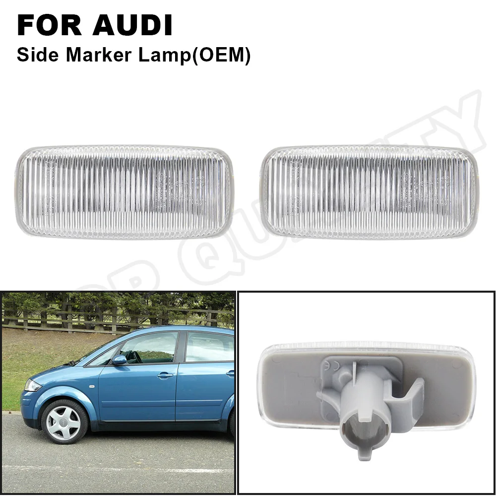 

2PCS Smoked OEM Side Marker Lights lamp turn signal light For Audi A2 A3 A4 B5 A6 C5 A8 D2 Allroad C5 TT Coupe Roadster
