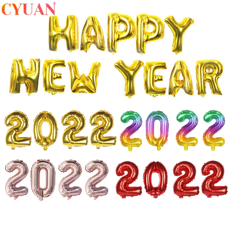 

Happy New Year 2022 Balloons Gold Silver Number Foil Helium Baloons Merry Christmas Globos 2022 New Year Eve Party Decor Noel