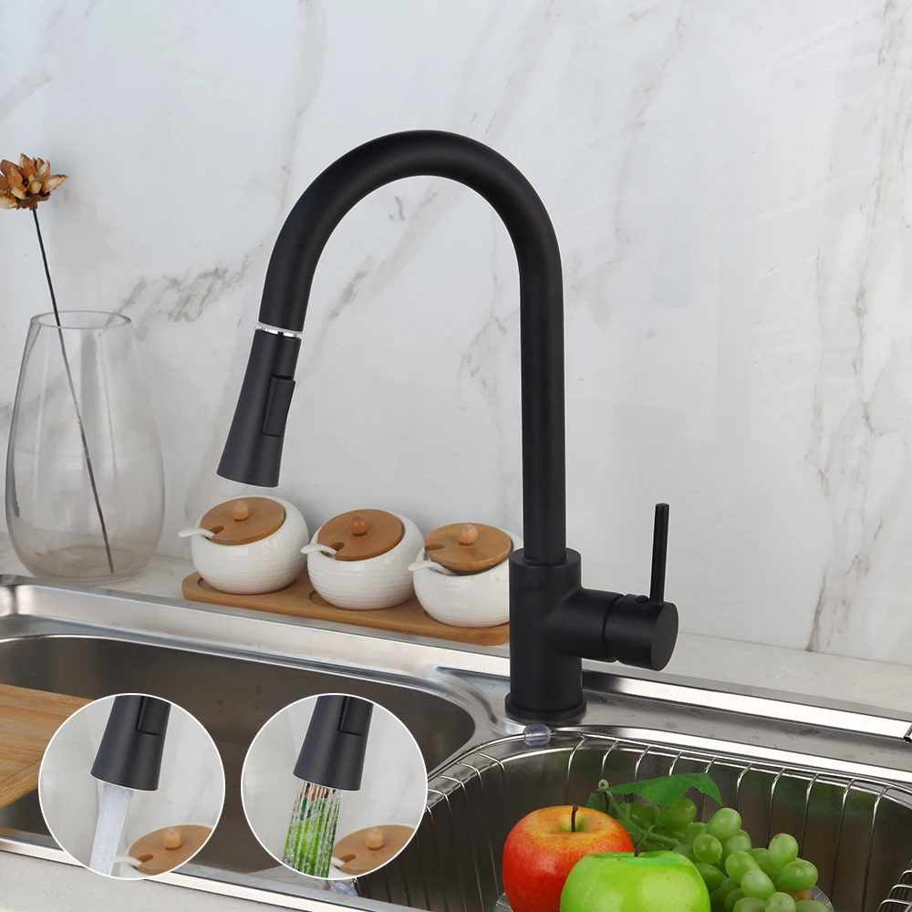 Kitchen Tap 8 Paint Monite Твердый латунный выдвижной кухонный кран хромированный полированный кухонный смеситель для раковины вытяжной душ кухонный кран опрыскиватель - Color: Kitchen Tap 8 Paint