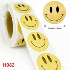 500 натуральная крафт-бумага со смайликомсчастливым лицом, спасибо, наклейки в рулоне, ручная работа, наклейки для печенья, подарки, деловые пакеты, этикетка для печати