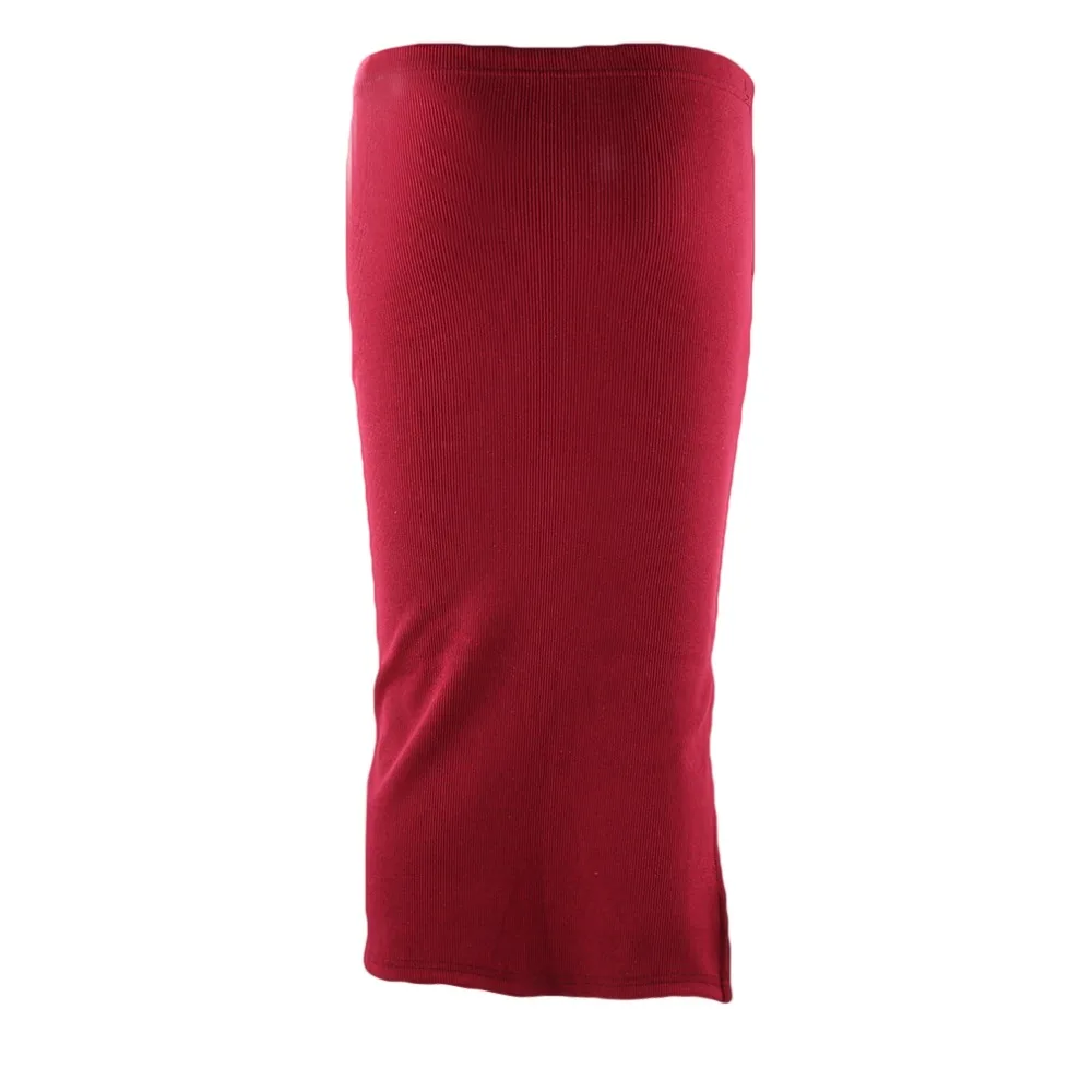 

Hot Sale Autumn Winter Bodycon Skirt Fashion Women Stretchable Split Skirt Mid Calf Slim Pencil Skirts For Female Knit Skirt