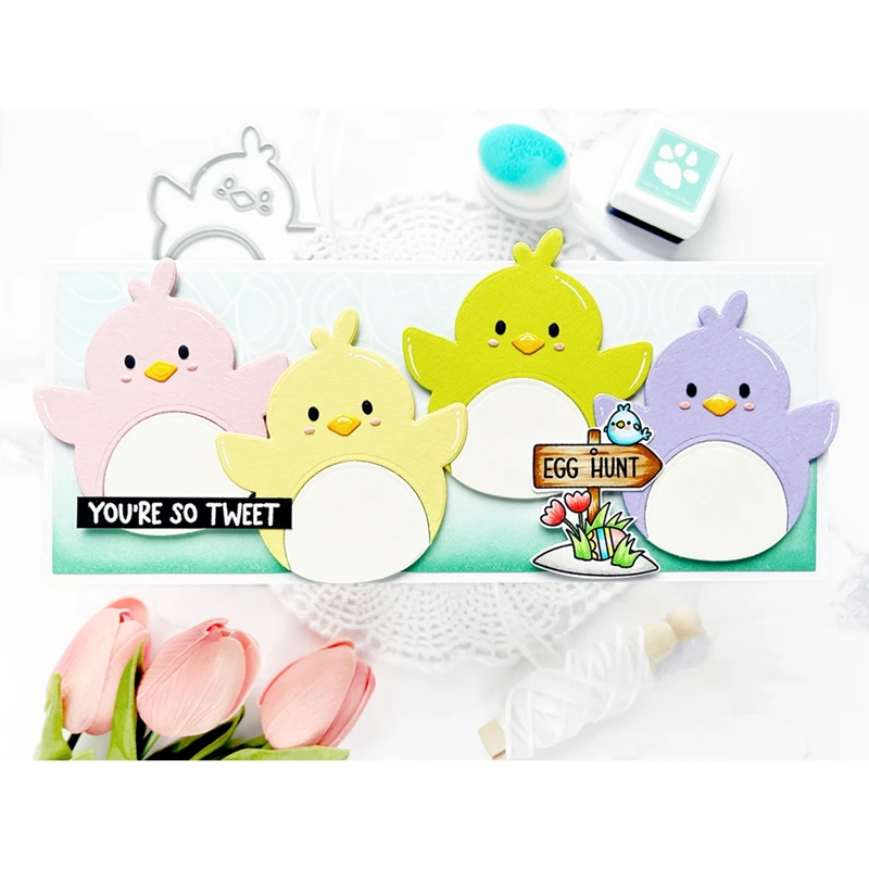 

Small AnimalsCute Chick With Wings Pattern Decoration Metal Cutting Dies New DIY Emboss Stamp Scrapbooking Dies for Card Making