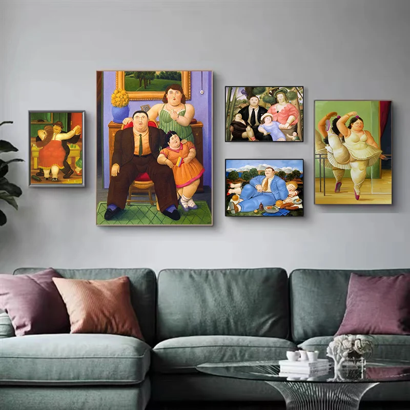 

Fat Lady Canvas Poster Abstract Woman Figure Painting Pictures for Living Room Frameless Canvas Wall Art