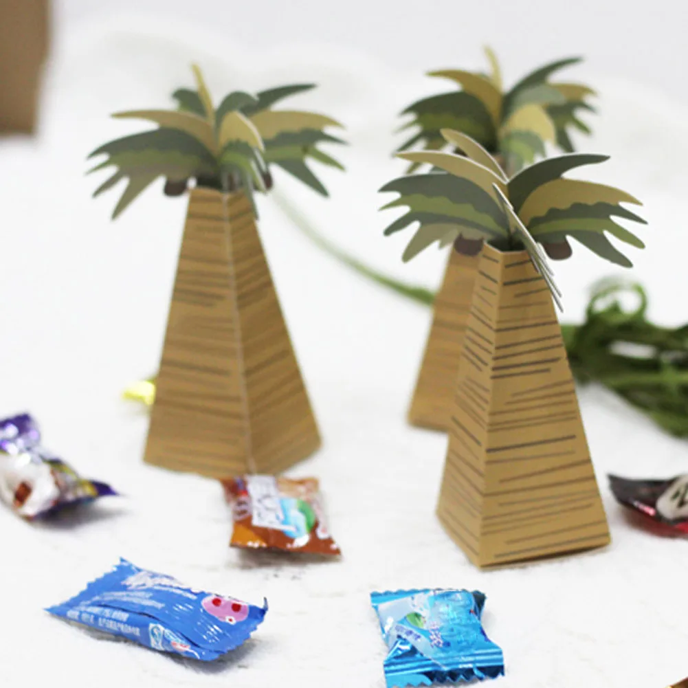 25 шт. бумажные кокосовые коробки для конфет в гавайском стиле|Подарочные сумки и