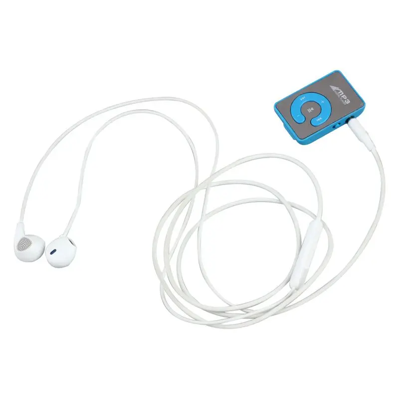 

Mini Mirror Clip USB Digital Mp3 Music Player Support 8GB SD TF Card Blue
