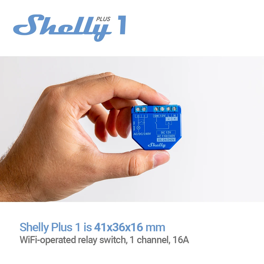 Переключатель Shelly Plus 1 для умного дома с поддержкой Wi-Fi и Bluetooth релейный